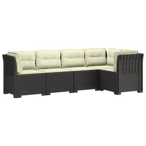 vidaXL 5-Seater Garden Sofa with Cushions Rattan Look PP Light Grey