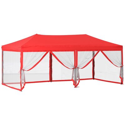 vidaXL Folding Party Tent with Sidewalls Red 3x6 m