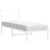 vidaXL Metal Bed Frame without Mattress with Headboard White 75x190cm