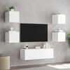 vidaXL 5 Piece TV Wall Cabinets with LED Lights White