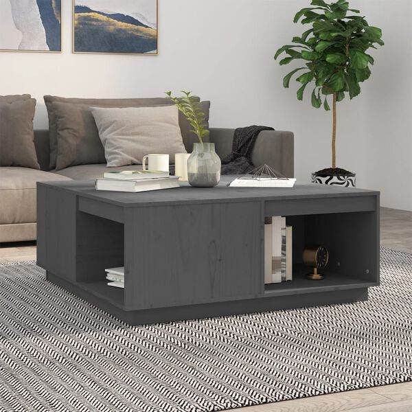 vidaXL Coffee Table Grey 100x101x40.5 cm Solid Wood Pine