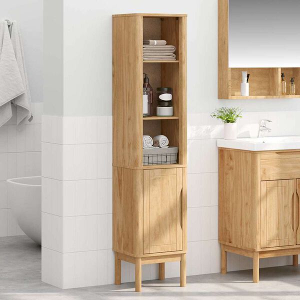 vidaXL Bathroom Tall Cabinet FLORO Wax Brown 35 x 30 x 160 cm