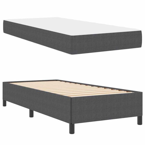 vidaXL Bed Frame with Mattress Dark Grey 90 x 200 cm Fabric