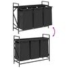 vidaXL Laundry Basket 3 Compartments with Shelf Black Oak