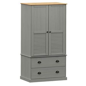 vidaXL Wardrobe "VIGO" Grey 90x55x170 cm Solid Wood Pine