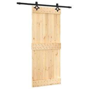 vidaXL Sliding Door Natural and Black 85 x 210 cm Solid Pine Wood