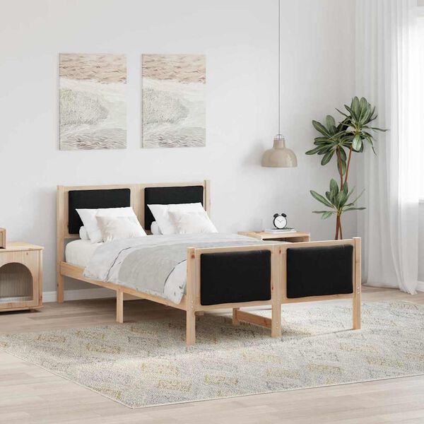 vidaXL Bed Frame with Headboard Black 120 x 190 cm Fabric