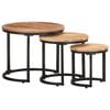 vidaXL Side Table | Set of 3 | Natural Wood