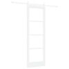 vidaXL Sliding Door White 73.5 x 211 cm Solid Pine Wood and Glass