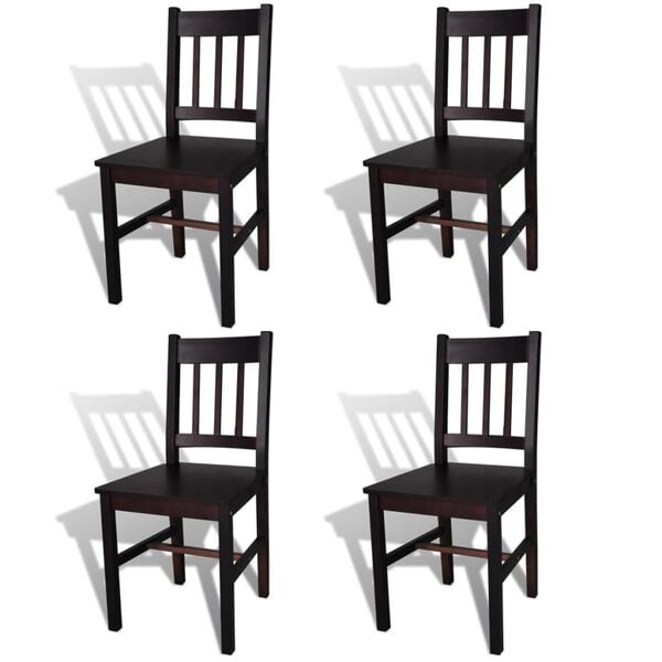 vidaXL Dining Chairs 4 pcs Dark Brown Pinewood