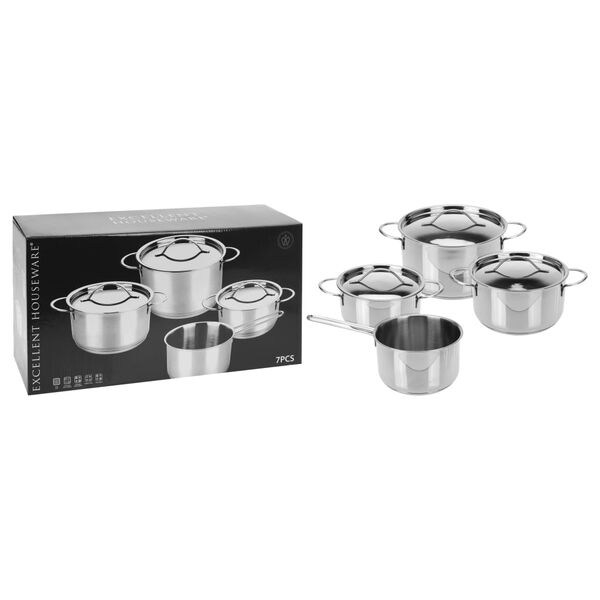 Excellent Houseware 7 Piece Casserole Set Stainless Steel 6 mm