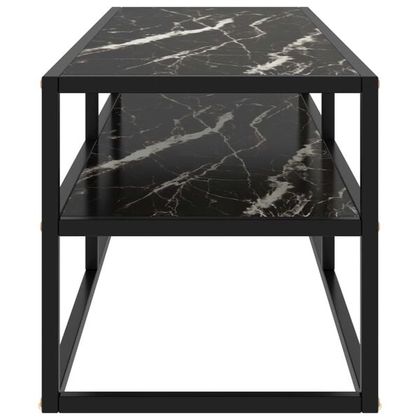 vidaXL TV Cabinet Black with Black Marble Glass 120x40x40 cm