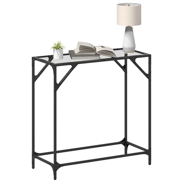 vidaXL Console Table with Transparent Glass Top 80x35x81 cm Steel
