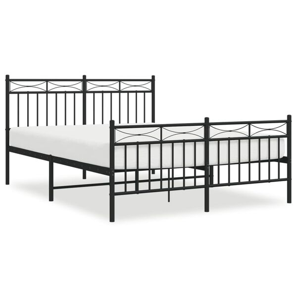 vidaXL Metal Bed Frame without Mattress with Footboard Black 140x190cm
