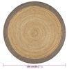vidaXL Handmade Rug Jute with Grey Border 150 cm