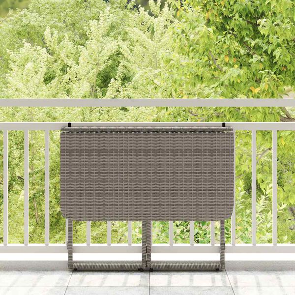 vidaXL Folding Garden Table Grey 90x51x75 cm Poly Rattan