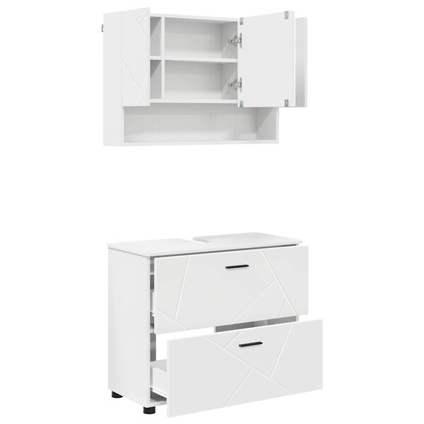 vidaXL Bathroom Furniture Set 2 pcs White Engineered Wood and Metal