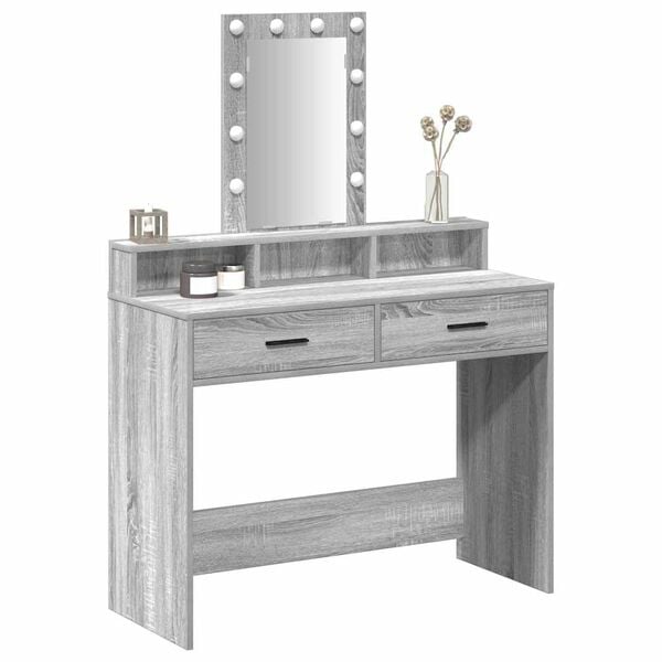 vidaXL Dressing Table Grey 100 x 41 x 140 cm Engineered Wood