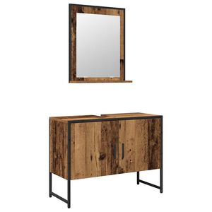 vidaXL Bathroom Furniture Set Wall-mounted 2 pcs Brown Engineered wood