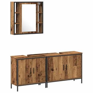 vidaXL Bathroom Furniture Set with Shelf 3 pcs Brown Engineered wood