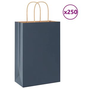vidaXL Paper Bags 250 pcs with Handles Blue 21x11x31 cm