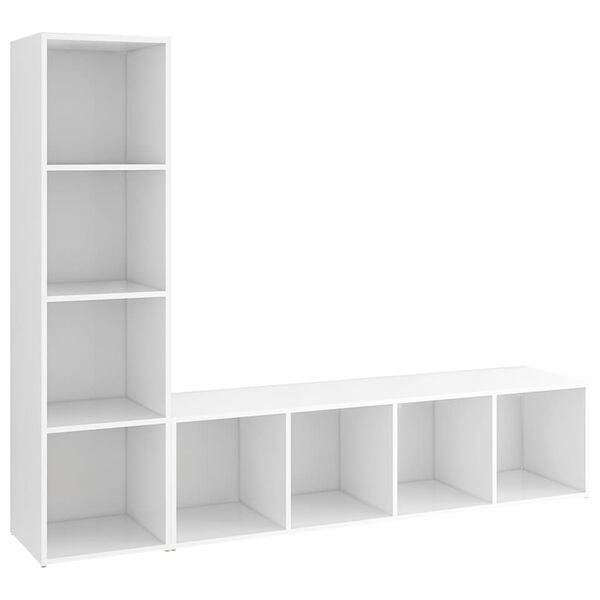 vidaXL TV Cabinets 2 pcs White 142.5x35x36.5 cm Engineered Wood