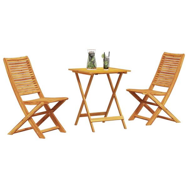 vidaXL Folding Bistro Set Folding 3 pcs Brown Solid Acacia Wood