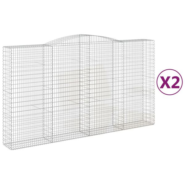 vidaXL Arched Gabion Baskets 2 pcs 400x50x220/240 cm Galvanised Iron