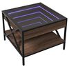 vidaXL Coffee Table with Infinity LED Brown Oak 50x50x38 cm