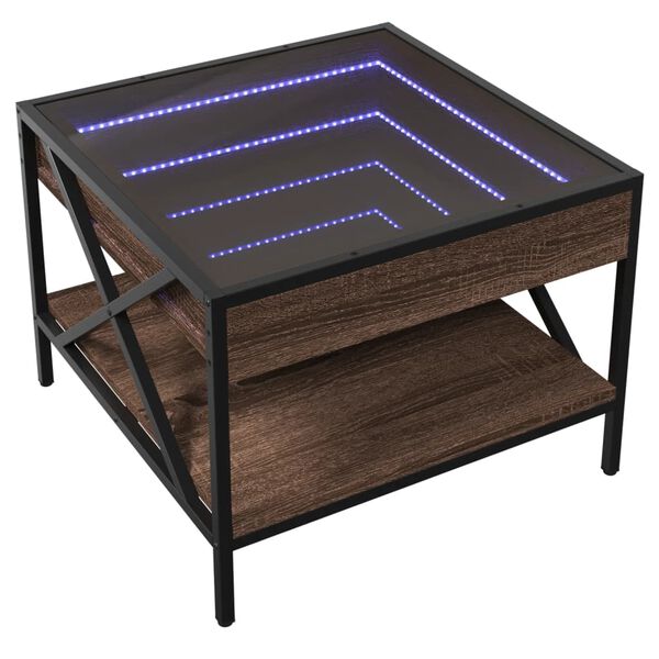 vidaXL Coffee Table with Infinity LED Brown Oak 50x50x38 cm