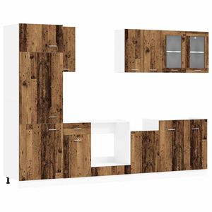 vidaXL Kitchen Unit Lyon 8 pcs Old Wood Engineered Wood