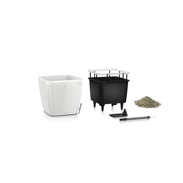 LECHUZA Table Planter QUADRO LS 21 ALL-IN-ONE High-gloss White
