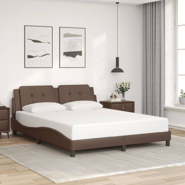 vidaXL Bed Frame with LED without Mattress "Zadar" Brown 160x200 cm