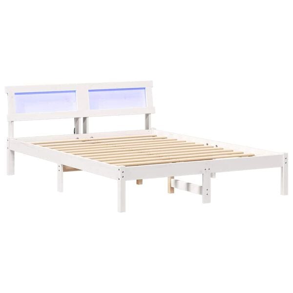 vidaXL Bed Frame with Headboard White 120 x 200 cm Solid Pine Wood