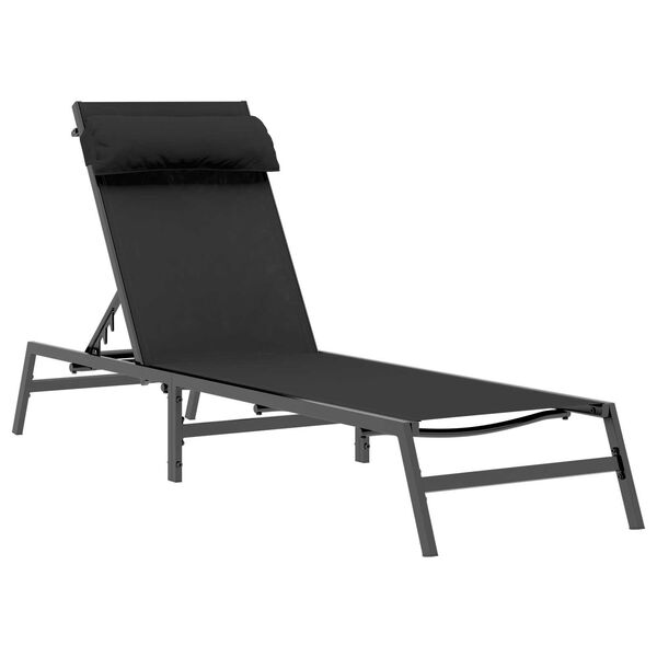 vidaXL Sunlounger 1-person Black 197 x 54 x 86 cm Steel and textilene