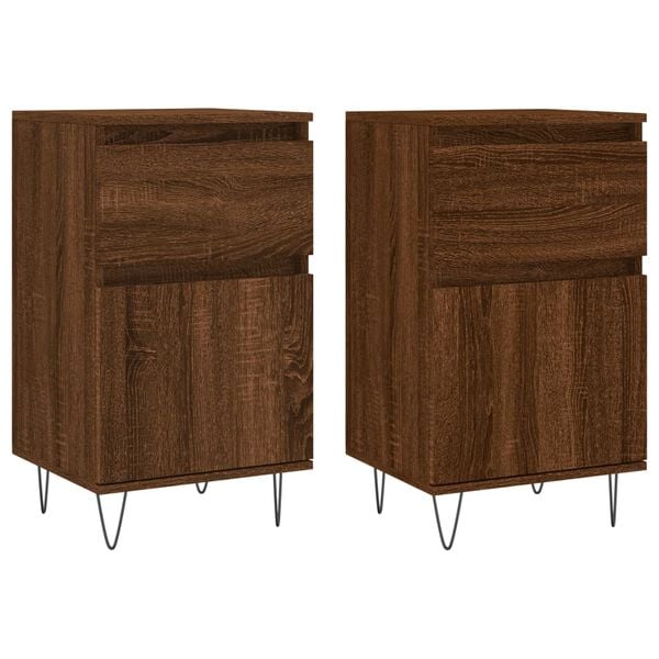 vidaXL Sideboards 2 pcs Brown Oak 40x35x70 cm Engineered Wood