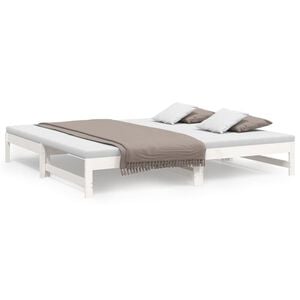 vidaXL Day Bed | White | Solid pinewood | Double