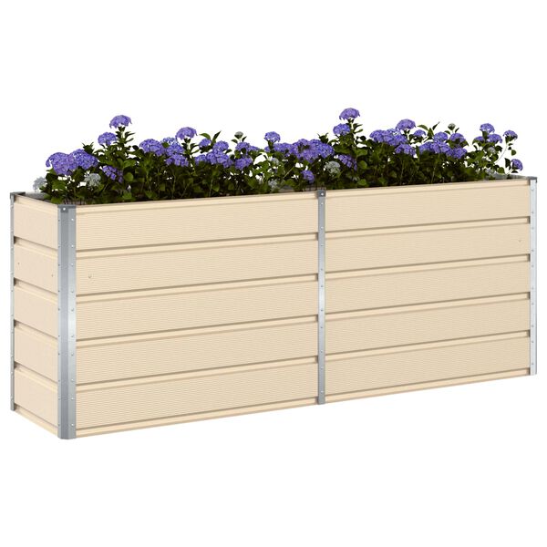 vidaXL Planter Ivory 195 x 50 x 77 cm Galvanised Steel