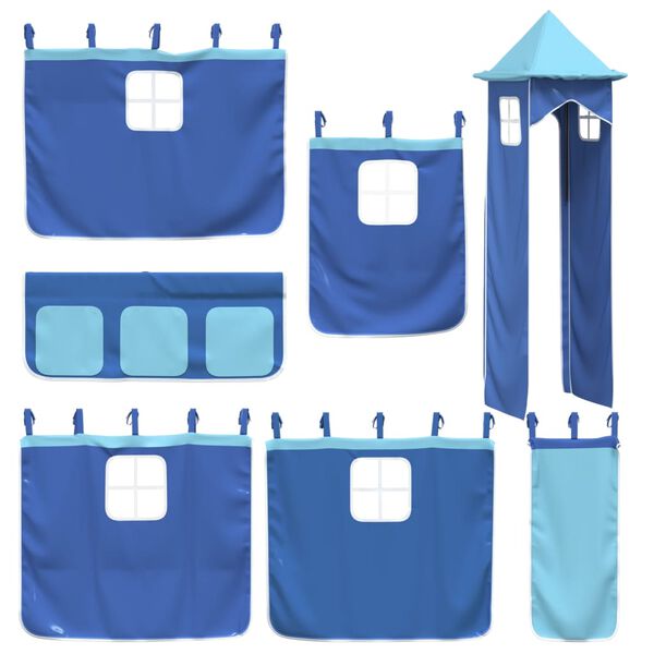 vidaXL Curtains for Loft Bed with Tower Blue Polyester