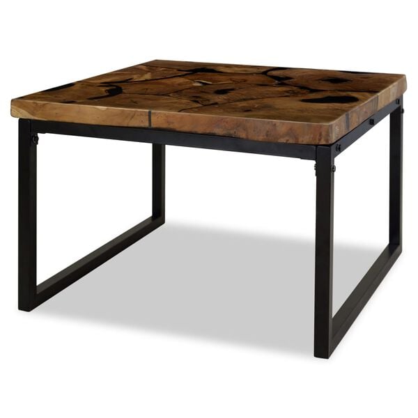 vidaXL Coffee Table Teak Resin 60x60x40 cm Black and Brown