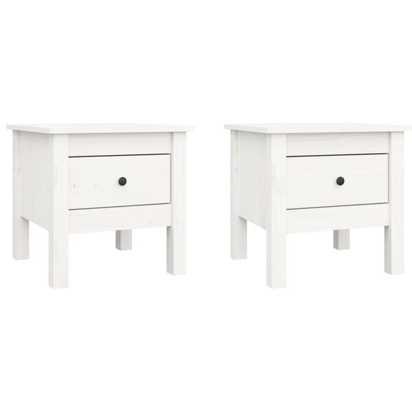 vidaXL Side Tables 2 pcs White 40x40x39 cm Solid Wood Pine
