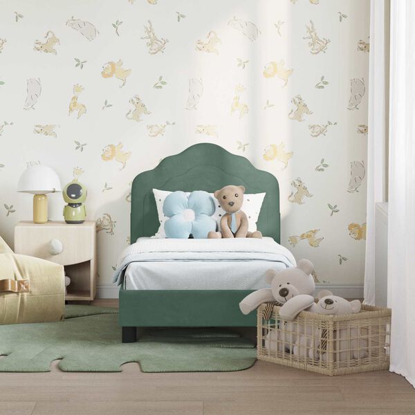 vidaXL Toddler Bed Frame with Headboard Sea Green 70 x 140 cm Velvet