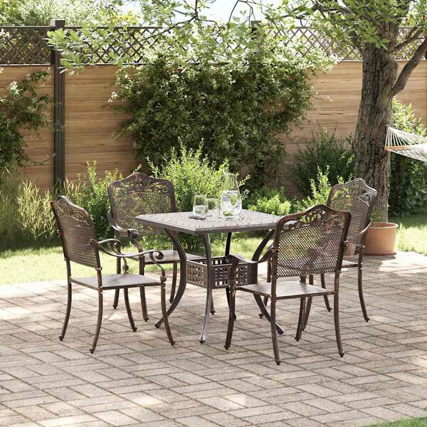 vidaXL Garden Table Set 5 pcs Bronze Cast Aluminium