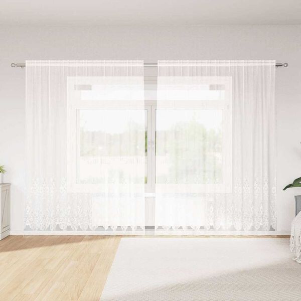 vidaXL Lace Curtain with Curtains Floral White 200 x 300 cm Polyester
