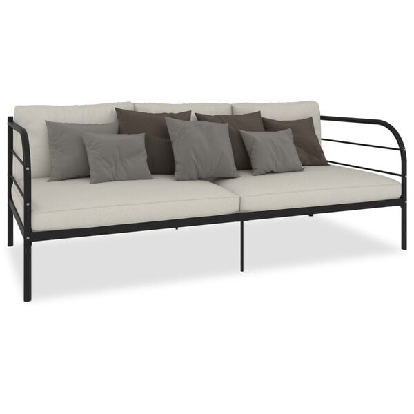 vidaXL DayBed Frame without Mattress Black Metal 90x200 cm