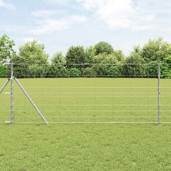 vidaXL Field Fence Grey 1 x 10 m Steel