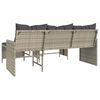 vidaXL Garden Sofa with Table and Cushions L-Shaped Light Grey Poly Rattan