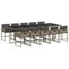 vidaXL 11 Piece Garden Dining Set with Cushions Grey Poly Rattan