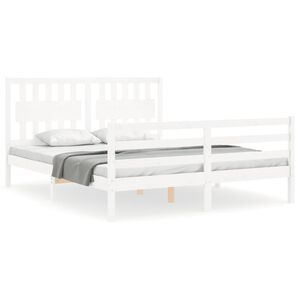 vidaXL Bed Frame without Mattress White 160x200 cm Solid Wood