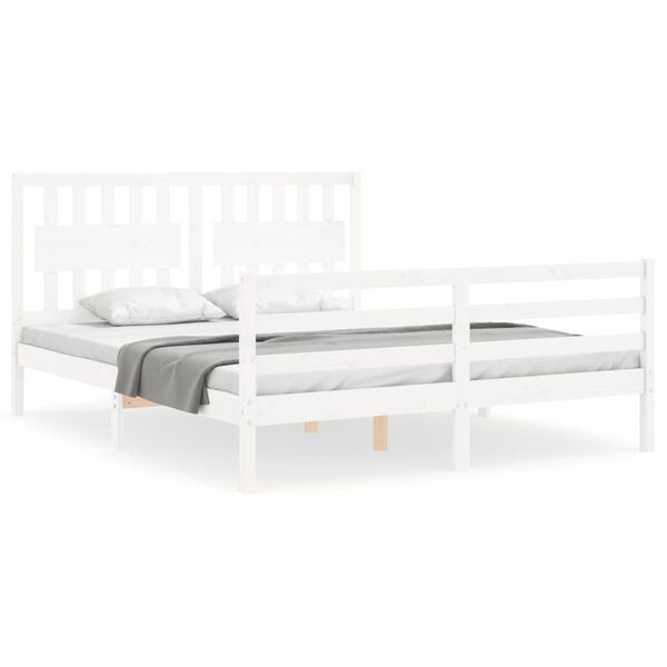 vidaXL Bed Frame without Mattress White 160x200 cm Solid Wood